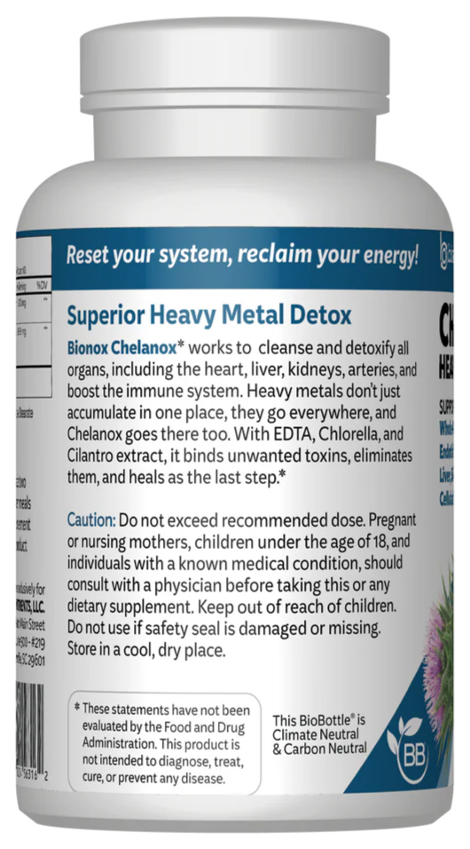 Supplement bottle labeled 'Superior Heavy Metal Detox' on a white background