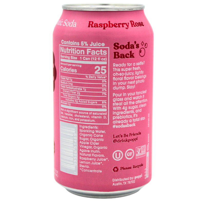 Poppi Prebiotic Soda Raspberry Rose with Deposit 12oz – Something ...