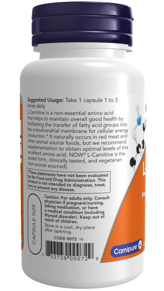 Now L-Carnitine 500mg Veg Capsules 60ct Something Better Natural Foods Now L-Carnitine 500mg Veg Capsules 60ct Something Better Natural Foods