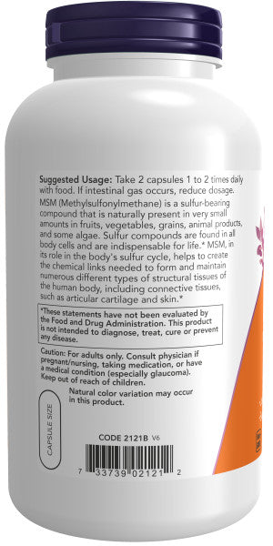 Now MSM 1,000mg Veg Capsules 240ct – Something Better Natural Foods